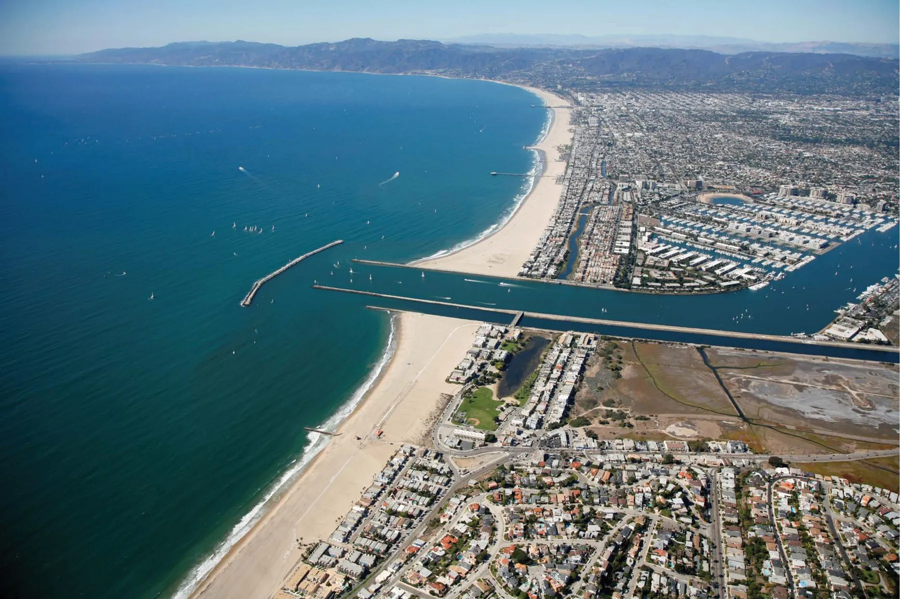 Aerial view of the coastline
